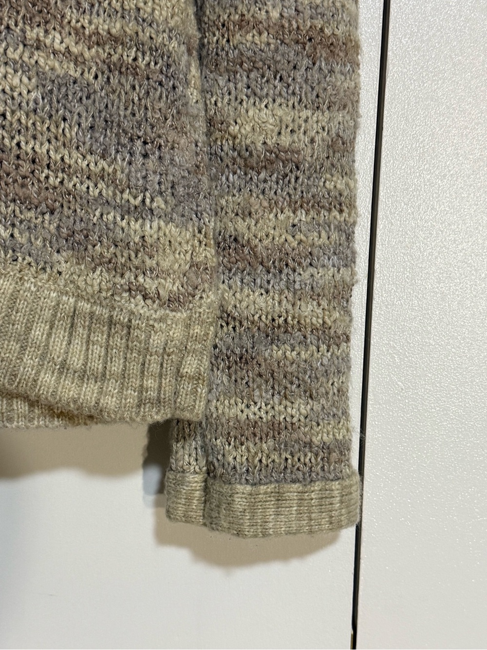 Free People Button Cardigan Sweater Beige Gray Alpaca Wool Marled V Neck Large - Picture 6 of 13